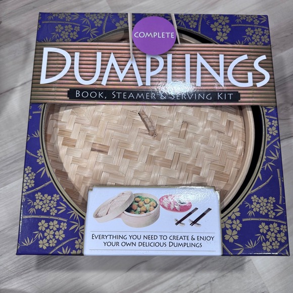 Other - Complete Dumplings Book Steamer and Serving Kit Bamboo Basket Chopsticks Dish
